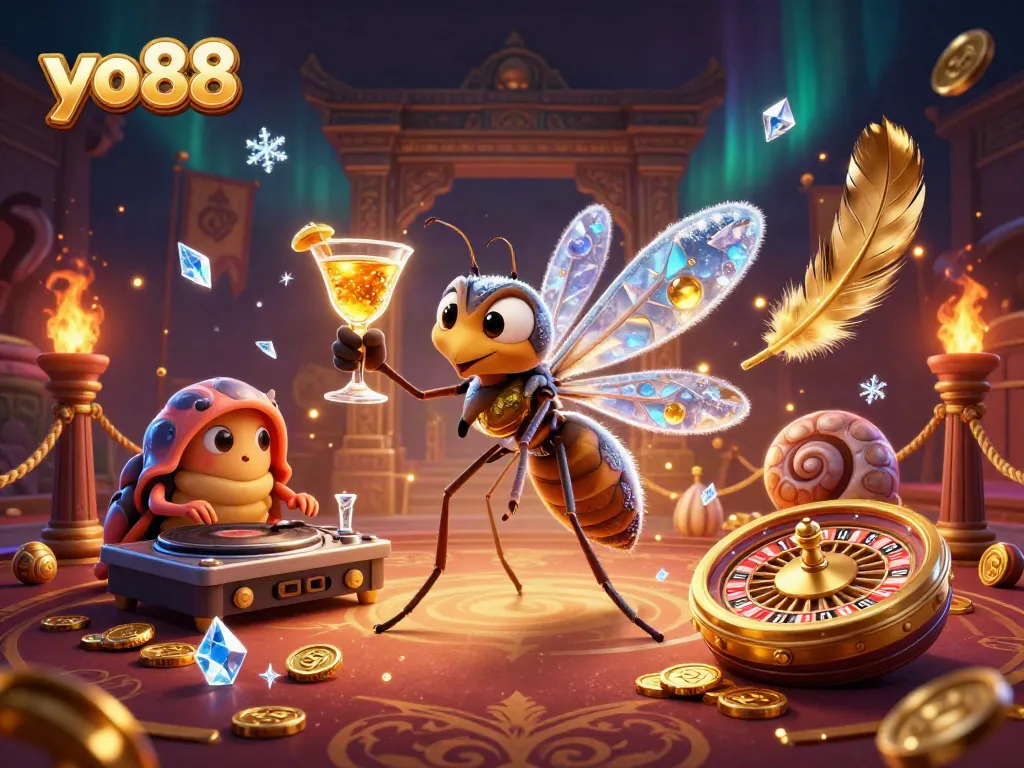 Spin to win at yo88 with the buzzing casino mascot and thrilling roulette experience.