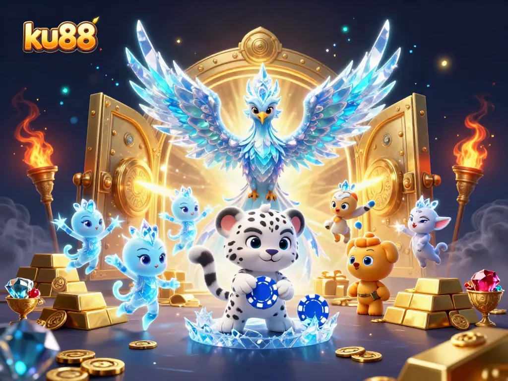 ku88 captivates with an enchanting ice phoenix as players engage in icy poker chip battles.