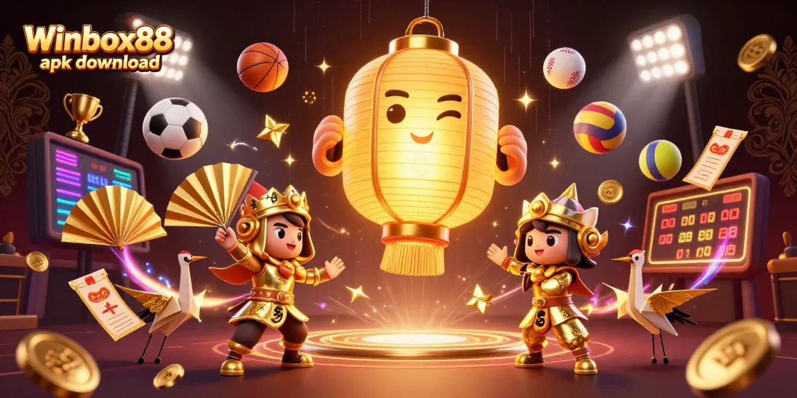 Access Winbox88 apk download through a visually stunning casino illustration showcasing dynamic gaming elements.