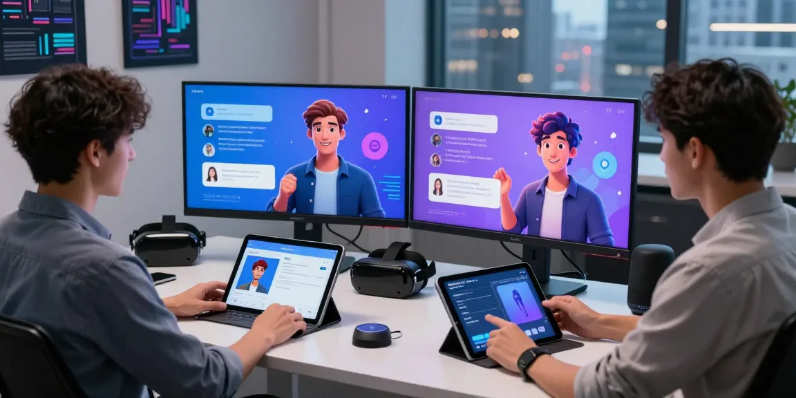 Engaged users interacting with vibrant AI characters on screens, showcasing crushonai technology
