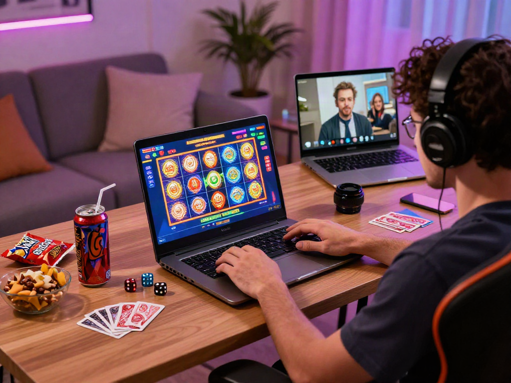 Engaging online gaming scene featuring rokok88 slot with vibrant graphics and cozy atmosphere.